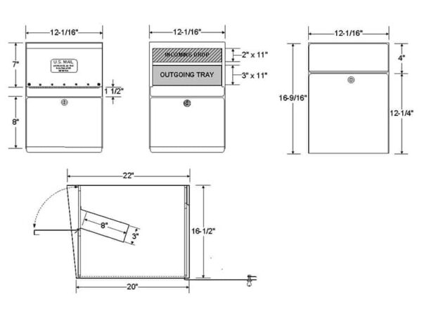 Standard letter locker rear access specs