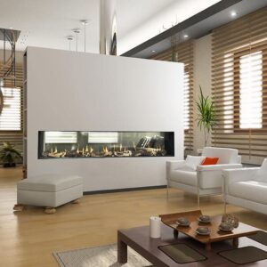 Linear See Through Modern Fireplace