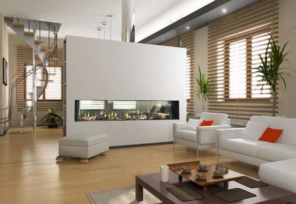 Linear See Through Modern Fireplace