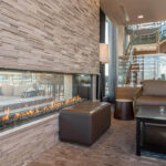 Modern Linear See Through Fireplace