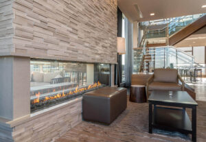 Modern Linear See Through Fireplace