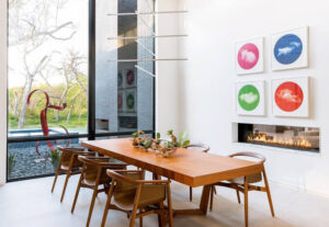 See Through Linear Modern Fireplace