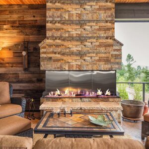 Double Corner Outdoor Fireplace