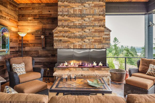 Double Corner Outdoor Fireplace