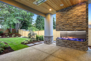 Flare Vent Free Double Corner Outdoor Fireplace