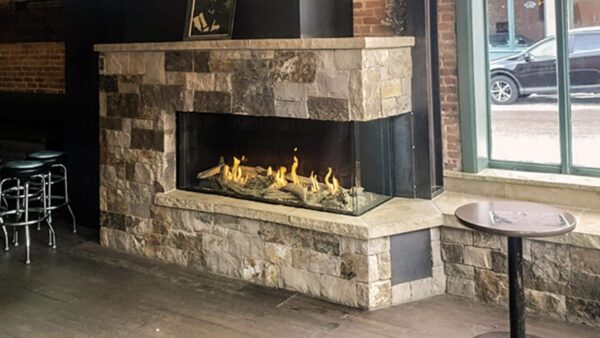 right corner fireplace