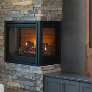 Corner gas fireplace