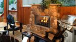 Villa outdoor gas fireplace